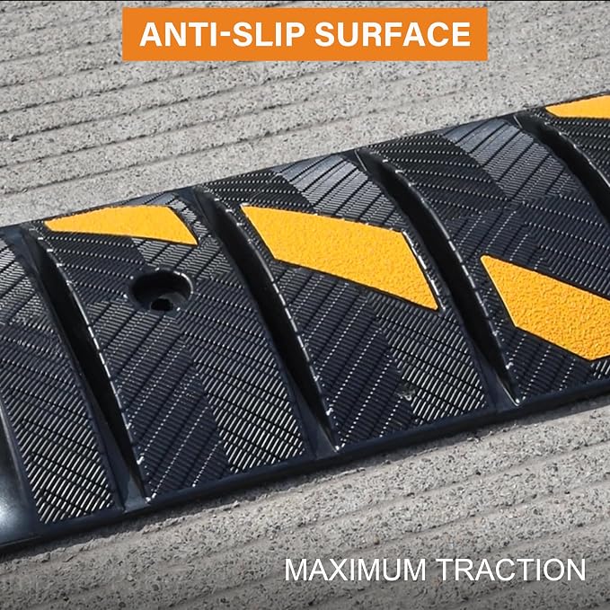 OrangeStar 6Ft Portable Rubber Speed Bump, Heavy Duty Speed Hump w/Reflective - Image 4