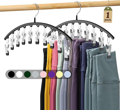 Legging Organizer for Closet, Metal Yoga Pants Hangers 1 Pack w/10 Clips Holds by Volnamal