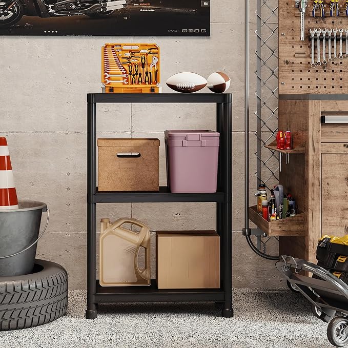 GIANTEX 3-Tier Heavy-Duty Plastic Storage Shelves | Freestanding Garage - Image 9