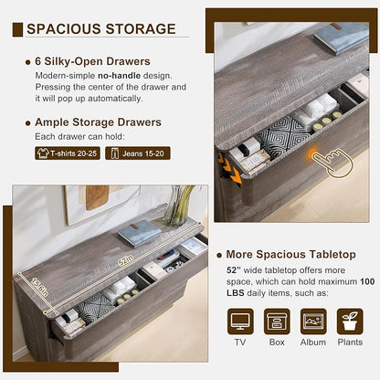 ACCOHOHO Modern 6 Drawer Dresser - Image 4
