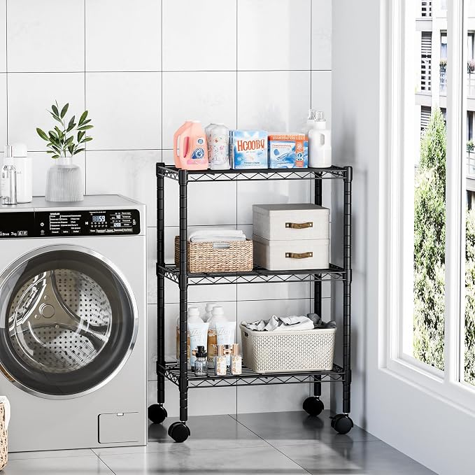 DUMOS 3-Tier Metal Storage Shelves, Adjustable Shelving Unit, Standing Closet - Image 3