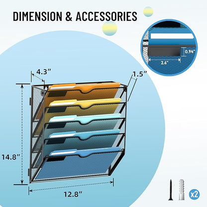 SUPEASY 5-Tier Wall File Holder Organizer - Image 3
