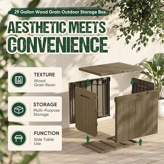 Devoko 29 Gallon Waterproof Outdoor Storage Box Resin Deck Box Lockable and UV - Image 7