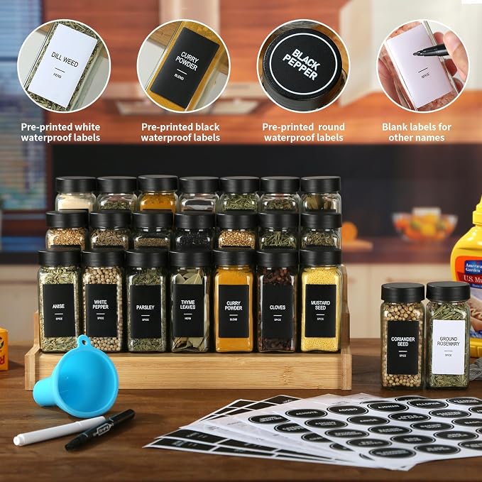 36 Glass Spice Jars with Labels, Spice Jar Set, 4oz Spice Containers, Seasoning - Image 2
