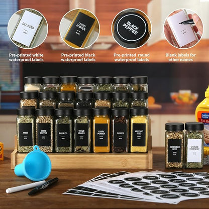 24 Glass Spice Jars with Labels, Spice Jar Set, 4oz Spice Containers, Seasoning - Image 2