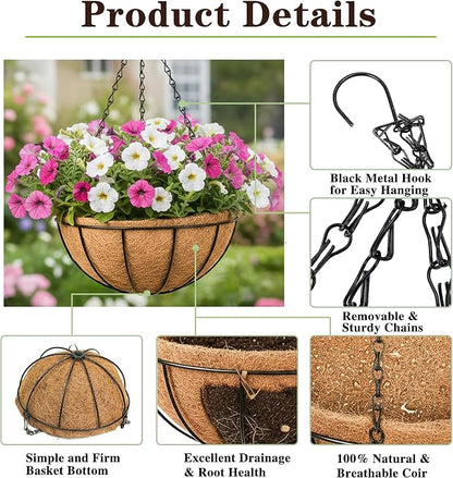 EIMQUVW Outdoor Metal Hanging Planters Basket Hanging Baskets - Image 5
