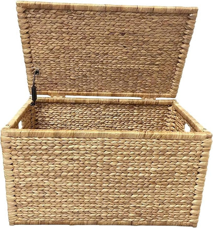 eHemco Water Hyacinth Wicker Storage Trunk, 30x17.5x17.5 Inches | Safety Hinge - Image 9