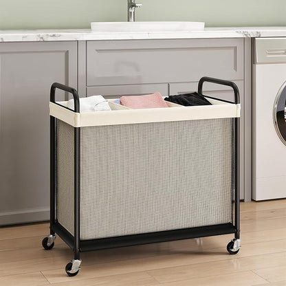 ELYKEN Laundry Hamper 3 Section, 120L Rolling Laundry Sorter - Image 2