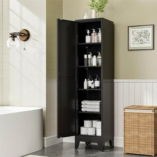 COFaR 67" Metal Pantry Cabinet, Slim Freestanding Cupboard by COFAR