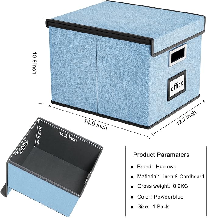 File Organizer Box with Lids, Collapsible File Folder Organizer | File Box with - Image 6