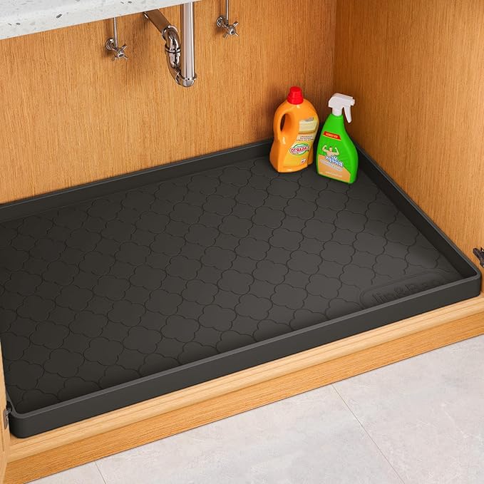 Jin&Bao Waterproof Under Sink Mat 28" x 22", Thick Silicone Mat Cabinet by Jin%26Bao