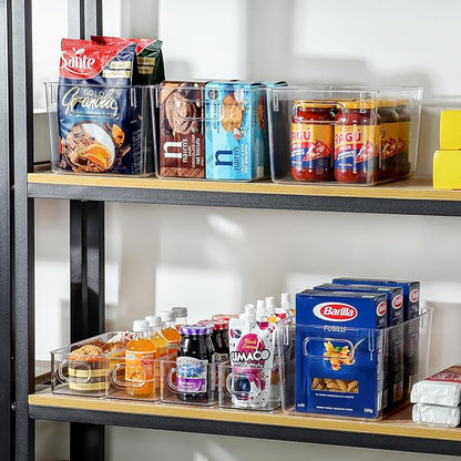 Clear Storage Bins 8 Pack for Fridge, 4 Large Plastic Pantry Organizer Bins and - Image 4