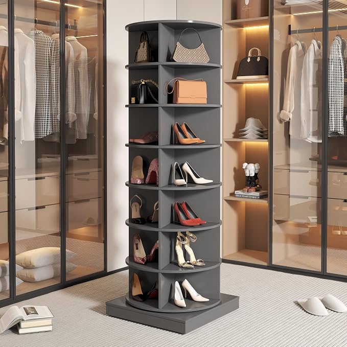 7-Tier Rotating Shoe Rack 360° Revolving Shoe Storage Organizer Free Standing - Image 3