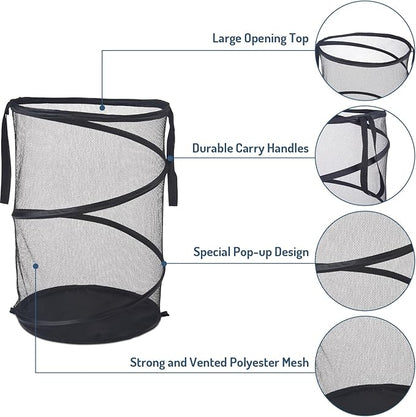 Mesh Popup Laundry Hamper 115L Foldable Laundry Basket Extra Large Capacity - Image 4