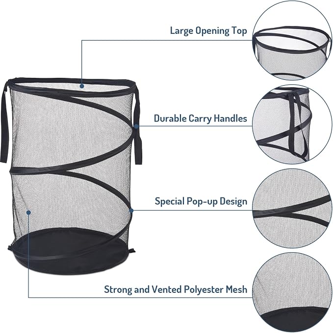 Seiritex 2Pcs Mesh Popup Laundry Hamper 115L Extra Large Collapsible Laundry - Image 5