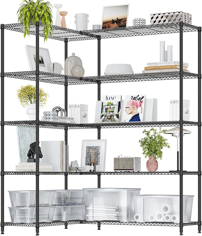 IZEUK Linked Storage Racks, DIY Adjustable Heavy Duty Metal Shelving Unit by IZEUK