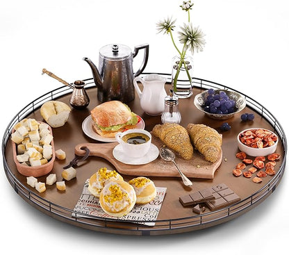 Farmhouse Oak 24" Lazy Susan Turntable Organizer by AMH