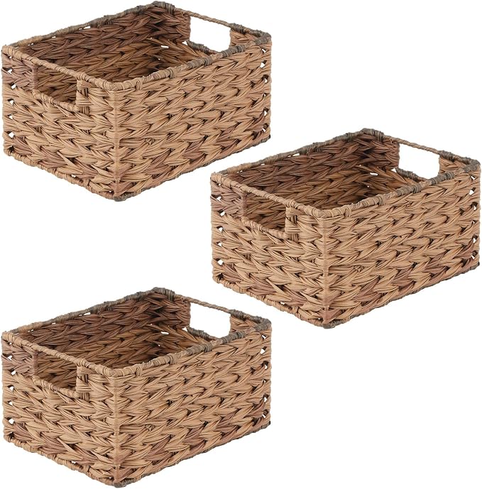 mDesign Woven Farmhouse Kitchen Pantry Food Storage Organizer Basket Bin Box - Image 9