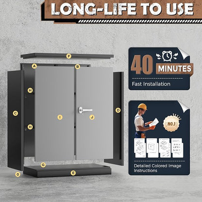 INTERGREAT Metal Garage Storage Cabinet, Small Steel Cabinet - Image 6