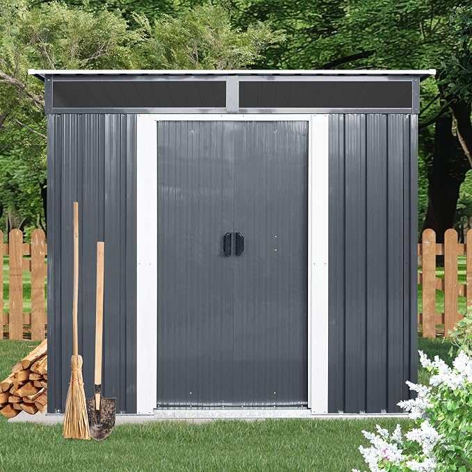 Outdoor Metal Storage Shed Window Ventilation Foundation Frame Waterproof - Image 3