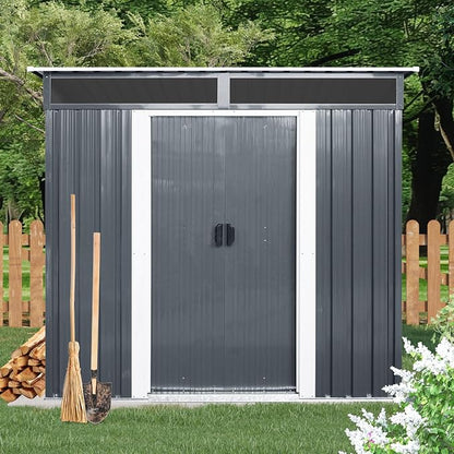 Outdoor Metal Storage Shed Window Ventilation Foundation Frame Waterproof - Image 3