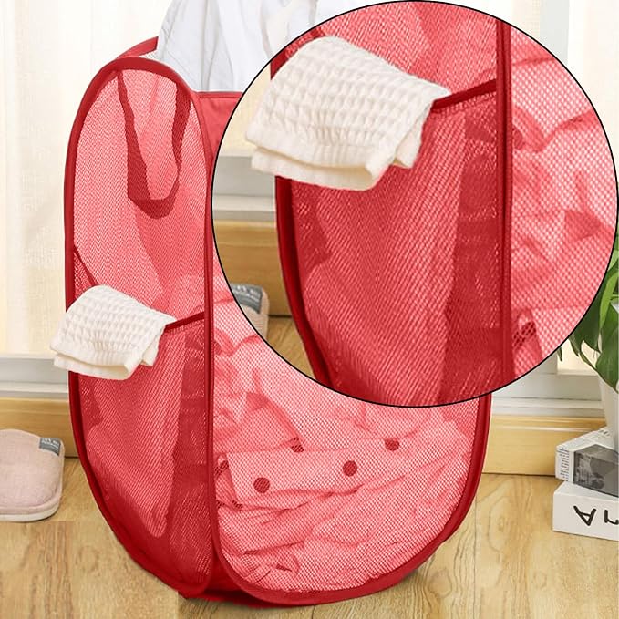 Larpur Popup Mesh Laundry Basket, Collapsible and Portable Clothes Washing - Image 5