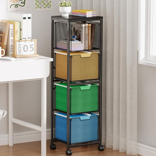 Sbanmao 4 Drawers File Cabinet, Vertical Filing Cabinets, Rolling File Cart by shengbaomaoyi