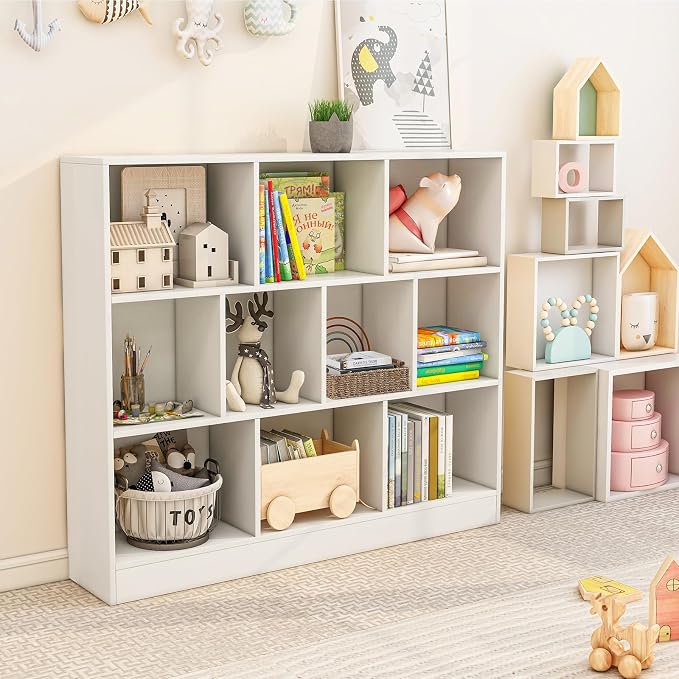 Giantex 10 Cube Bookcase, 4-Tier Freestanding Bookshelf w/ 10 Open Compartments - Image 8