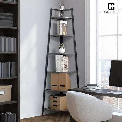 CAPHAUS 4-Tier Corner Shelf Stand, Tall Display Shelves, Ladder Corner Wood - Image 8