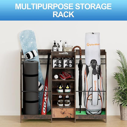 Golf Bag Storage Organizer for Garage, Premium Wooden 2 Golf Bags Rack - Image 3