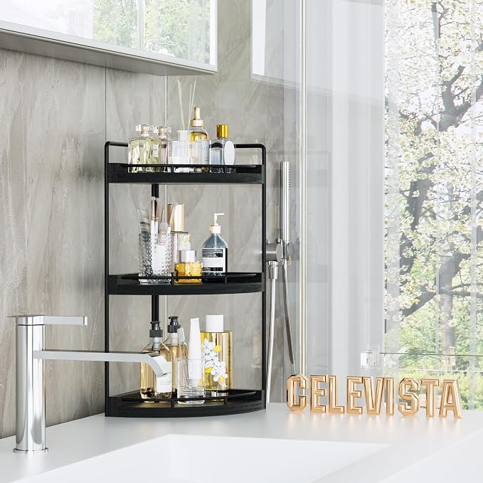Corner Bathroom Counter Organizer, 3 Tier Bathroom Sink Shelf Countertop - Image 8