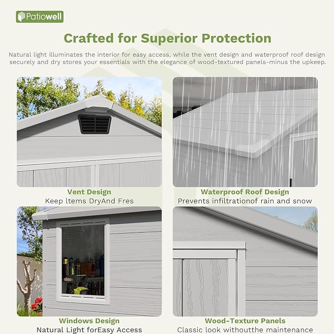 Patiowell 6X4 FT Plastic Outdoor Storage Shed - Image 4