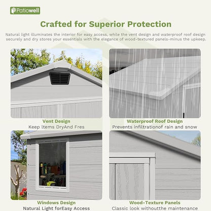 Patiowell 6X4 FT Plastic Outdoor Storage Shed - Image 4
