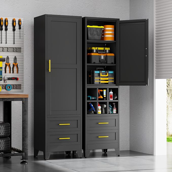 Tall Metal Narrow Storage Cabinet 67" H - Image 3