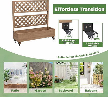Raised Garden Bed with Wheels Outdoor, Large Garden Planter Box Tomato Flower - Image 3