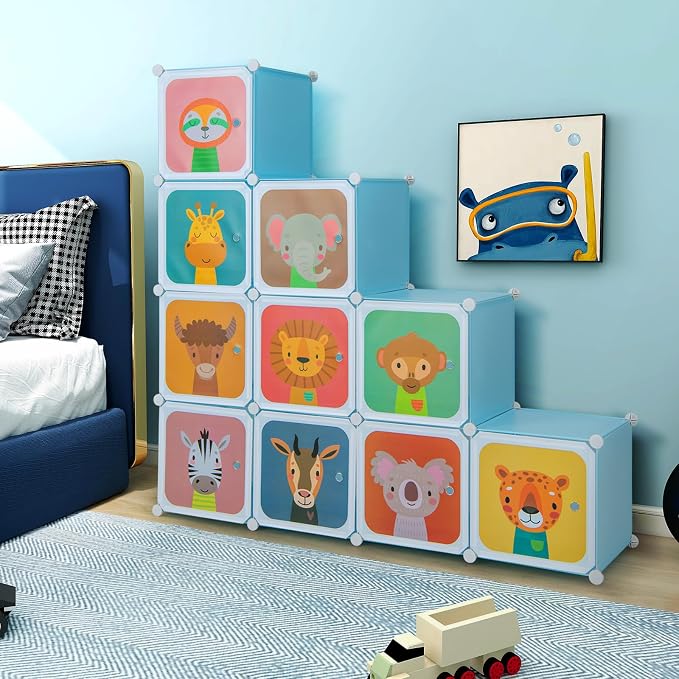 Costzon Kids Closet, Cartoon DIY Modular Dresser Storage Organizer - Image 8