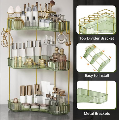 3-Tier Corner Bathroom Counter Organizer，Makeup & Skincare Shelf - Image 3