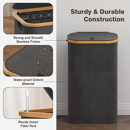 Bathola Laundry Hamper with Lid, Laundry Basket with Removable Bag, - Image 6