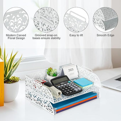 EasyPAG Paper Organizer for Desk 2 Tier Stackable Paper Tray for A4 Legal Size - Image 3
