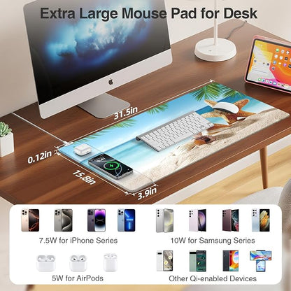 Wireless Charging Mouse Pad, 31.5"x15.8" Large Gaming Desk Mat - Image 3