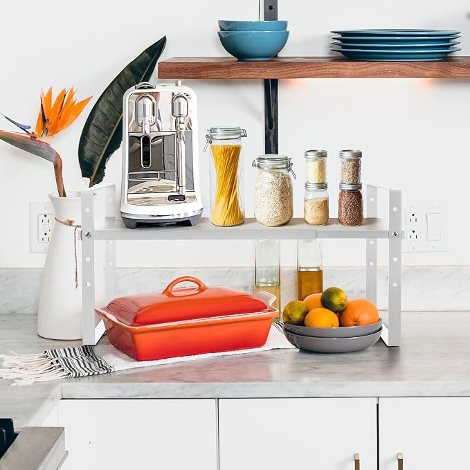 Across-Star Expandable Cabinet Shelf Organizer Rack, Stackable Kitchen Counter - Image 2