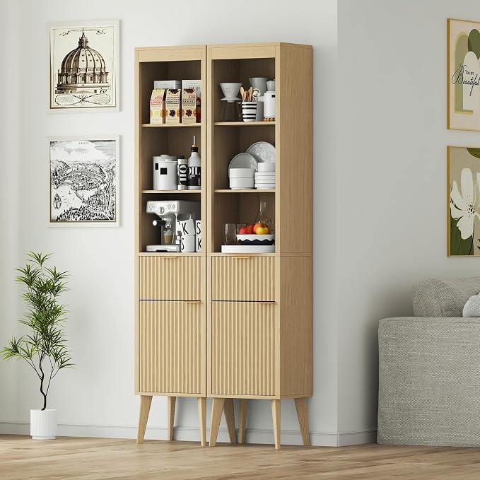 70" H Tall Storage Cabinet, Fluted Freestanding Floor Organizer - Image 8
