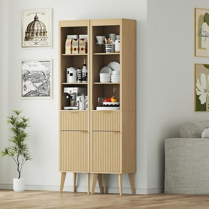 70" H Tall Storage Cabinet, Fluted Freestanding Floor Organizer - Image 8