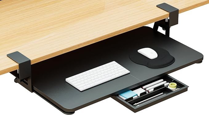 Desktop Keyboard Tray, Under Desk Pull Out, 26.77" X 11.81" Large Size Keyboard by CALASK