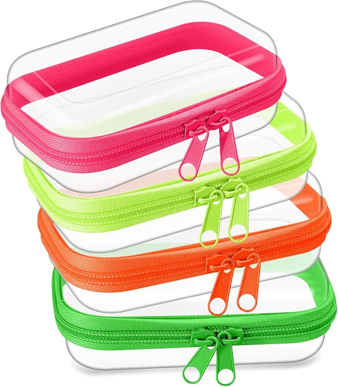 Hoolerry 4 Pcs Hard Clear Zipper Case Makeup Bags Plastic Pencil Pouch by Hoolerry