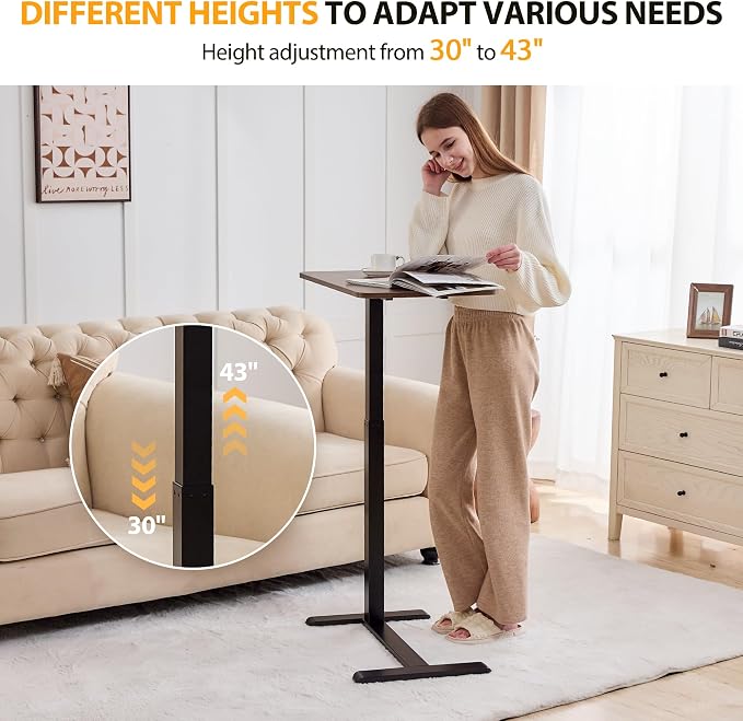 Overbed Table with Hidden Wheels, Height Adjustable Medical Bed Table Hospital - Image 3
