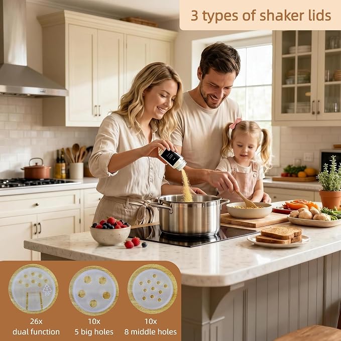 Glass Spice Jars with Stainless Steel Lids: 26 pcs 4oz Spice Containers with - Image 4