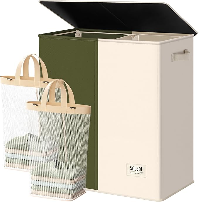 SOLEDI Large Double Laundry Hamper by SOLEDI