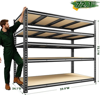 59.9" W Garage Shelves 2230LBS Metal Shelving, 5 Tier Adjustable Garage Storage - Image 3