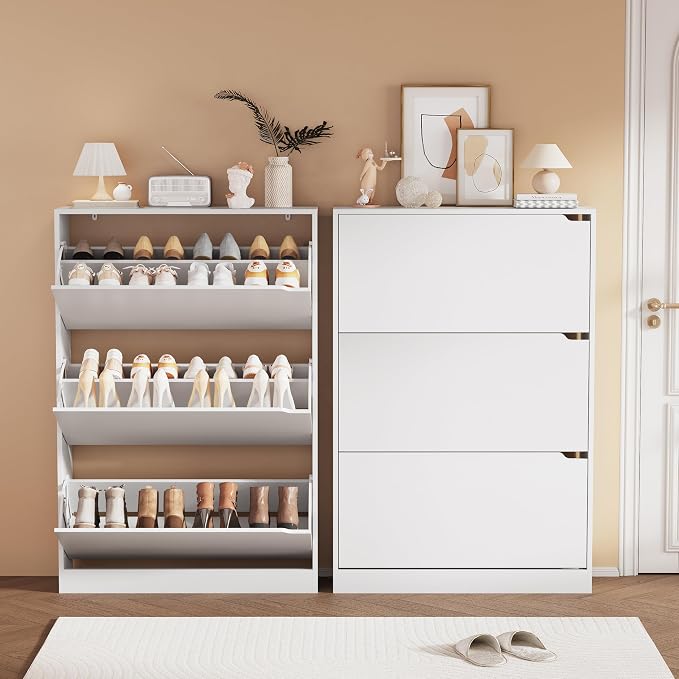 Shoe Storage Cabinet, Wood Shoe Organizer - Image 3
